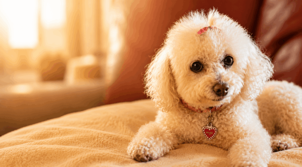 Poodle resting during dog training Archdale NC