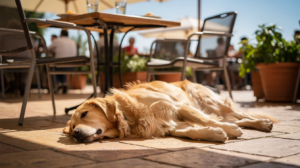 Golden retriever at dog-friendly restaurant in Winston-Salem