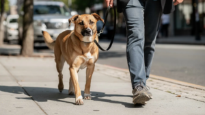 Dog ignores commands outside during a sidewalk walk
